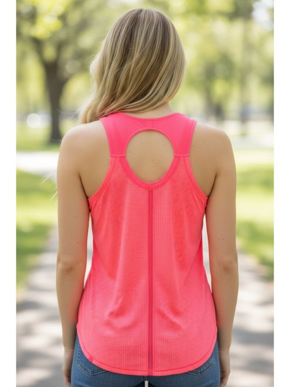 Lululemon Womens Size S Orange Pink Racerback Perforated Tank Top Split Back Hem